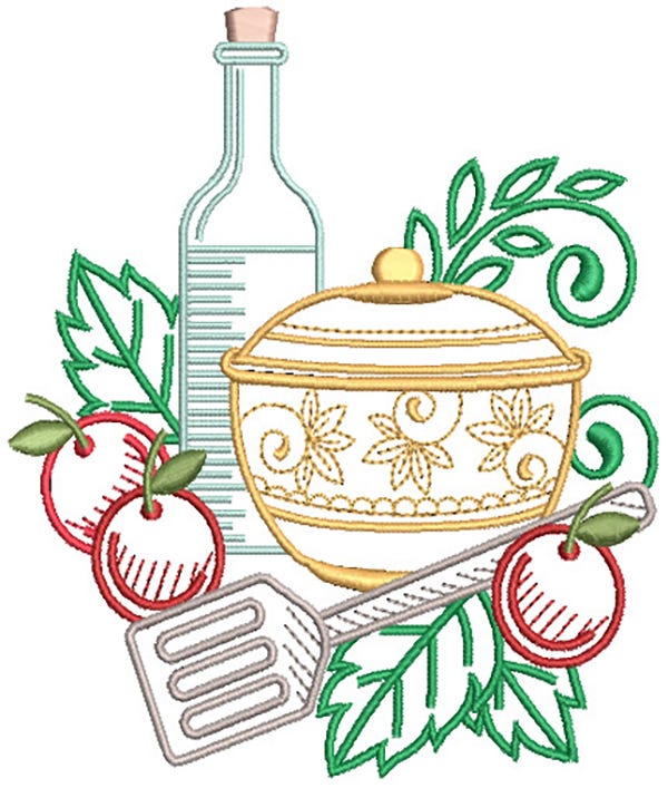 Floral Swirly Kitchen 3 | Machine Embroidery Designs by JuJu