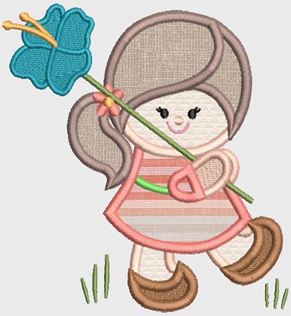 Flower Girls Applique Machine Embroidery Designs by JuJu 