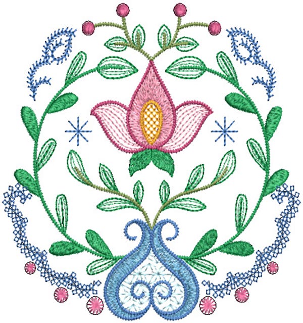 Folk Art Floral Motifs 1 Machine Embroidery Designs by JuJu