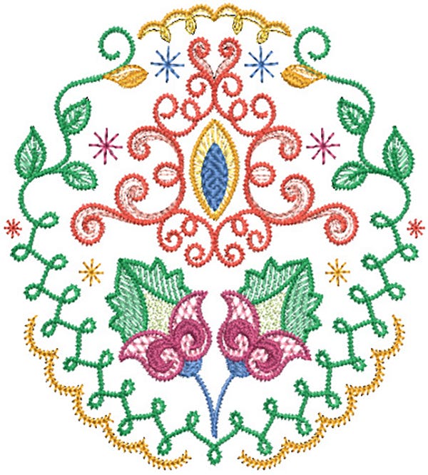 Folk Art Floral Motifs 3 Machine Embroidery Designs by JuJu