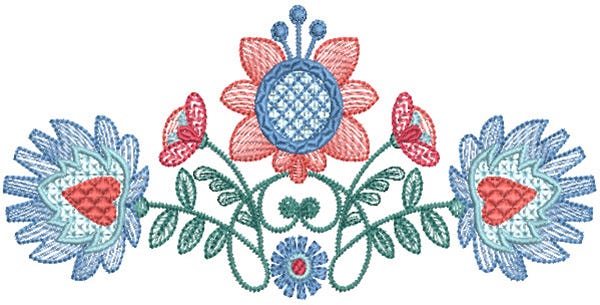 Folksy Floral Sketch Digital Machine Embroidery Designs by JuJu