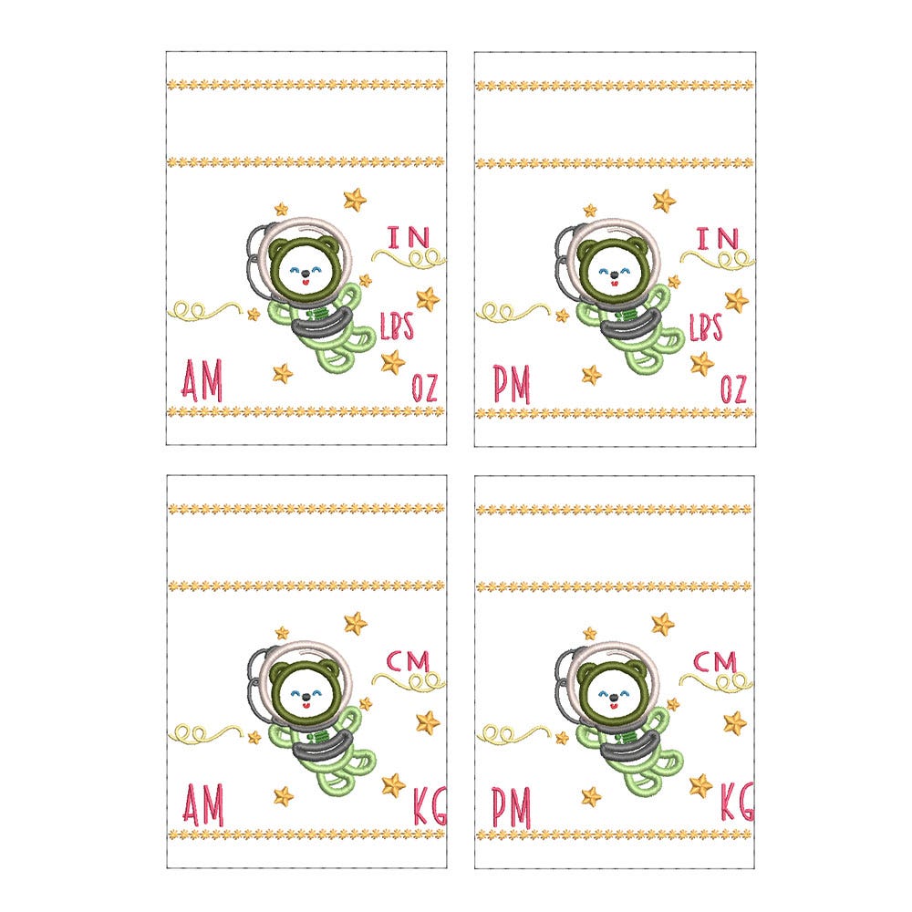 FREE Bear Astronaut Birth Template Applique Embroidery Design