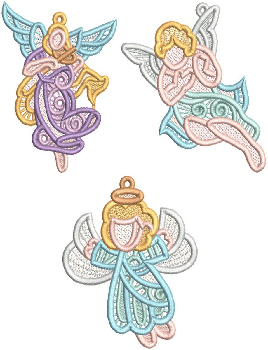 Free Standing Lace Angels 1 | Machine Embroidery Designs by JuJu