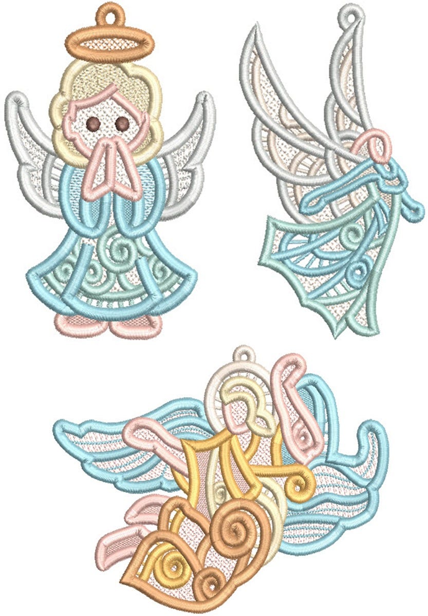 Free Standing Lace Angels 2 | Machine Embroidery Designs by JuJu