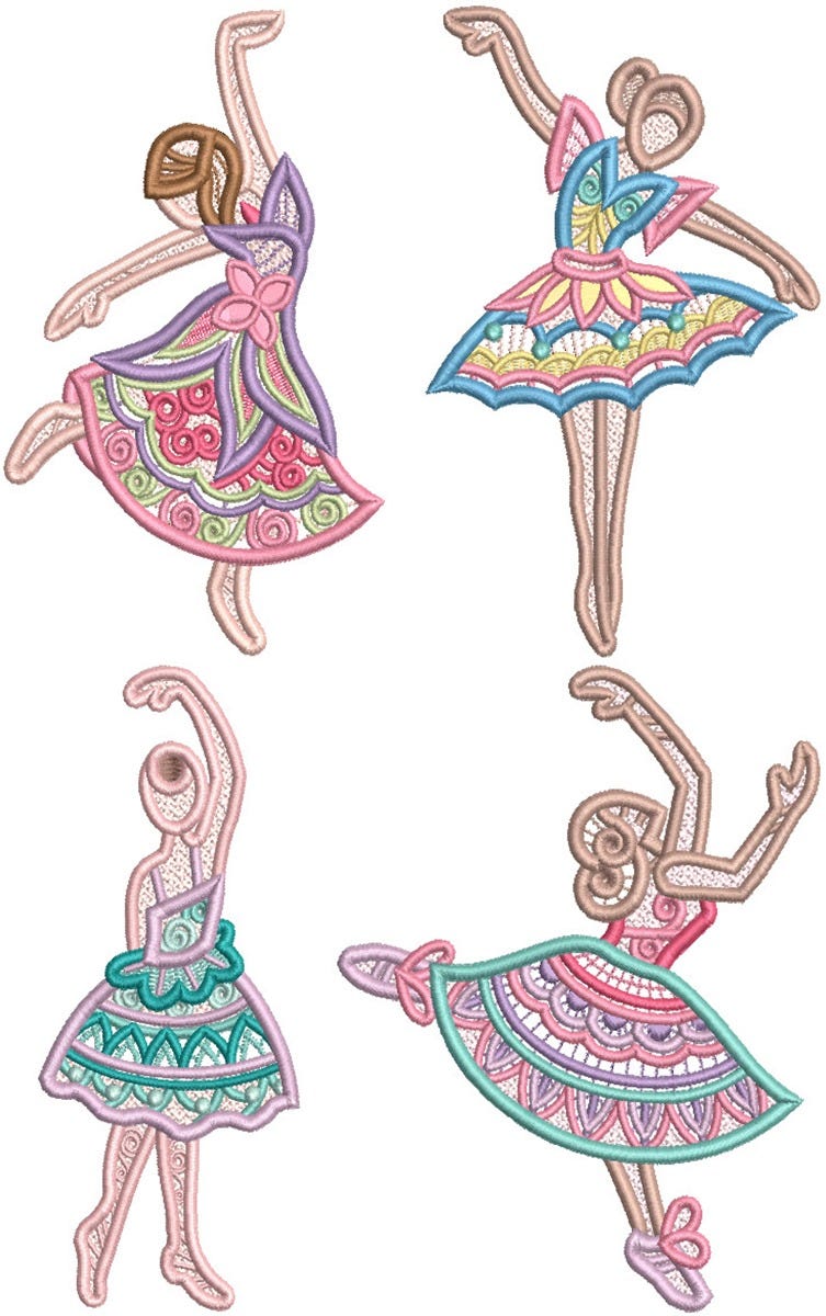 Free Standing Lace Ballerinas 1 | Machine Embroidery Designs by JuJu