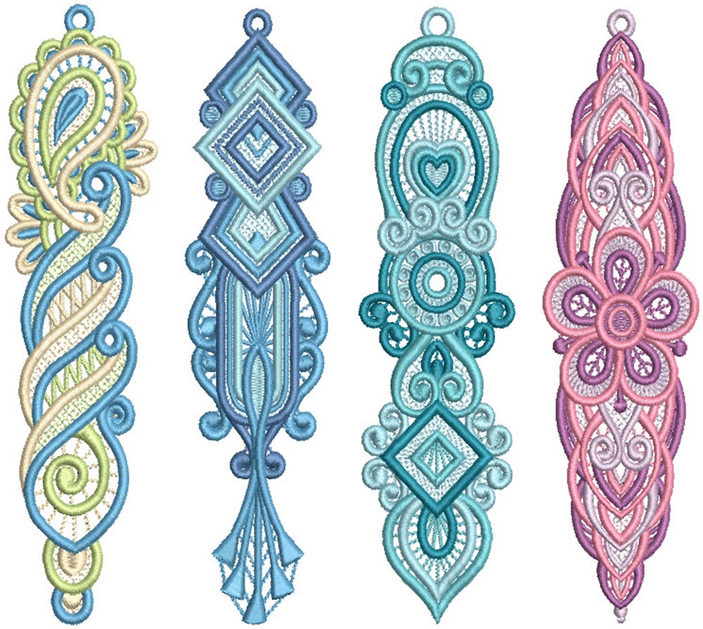 Free Standing Lace Bookmarks 3 Machine Embroidery Designs by JuJu