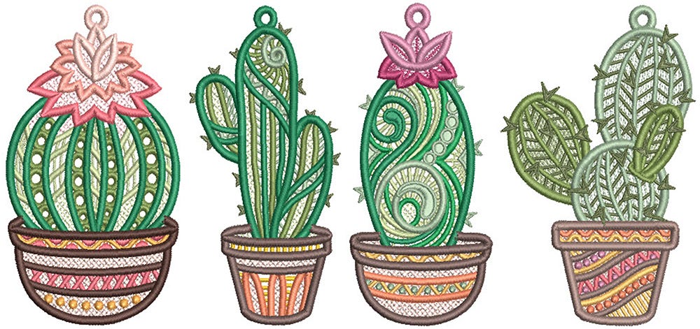 Free Standing Lace Cactus | Machine Embroidery Designs by JuJu