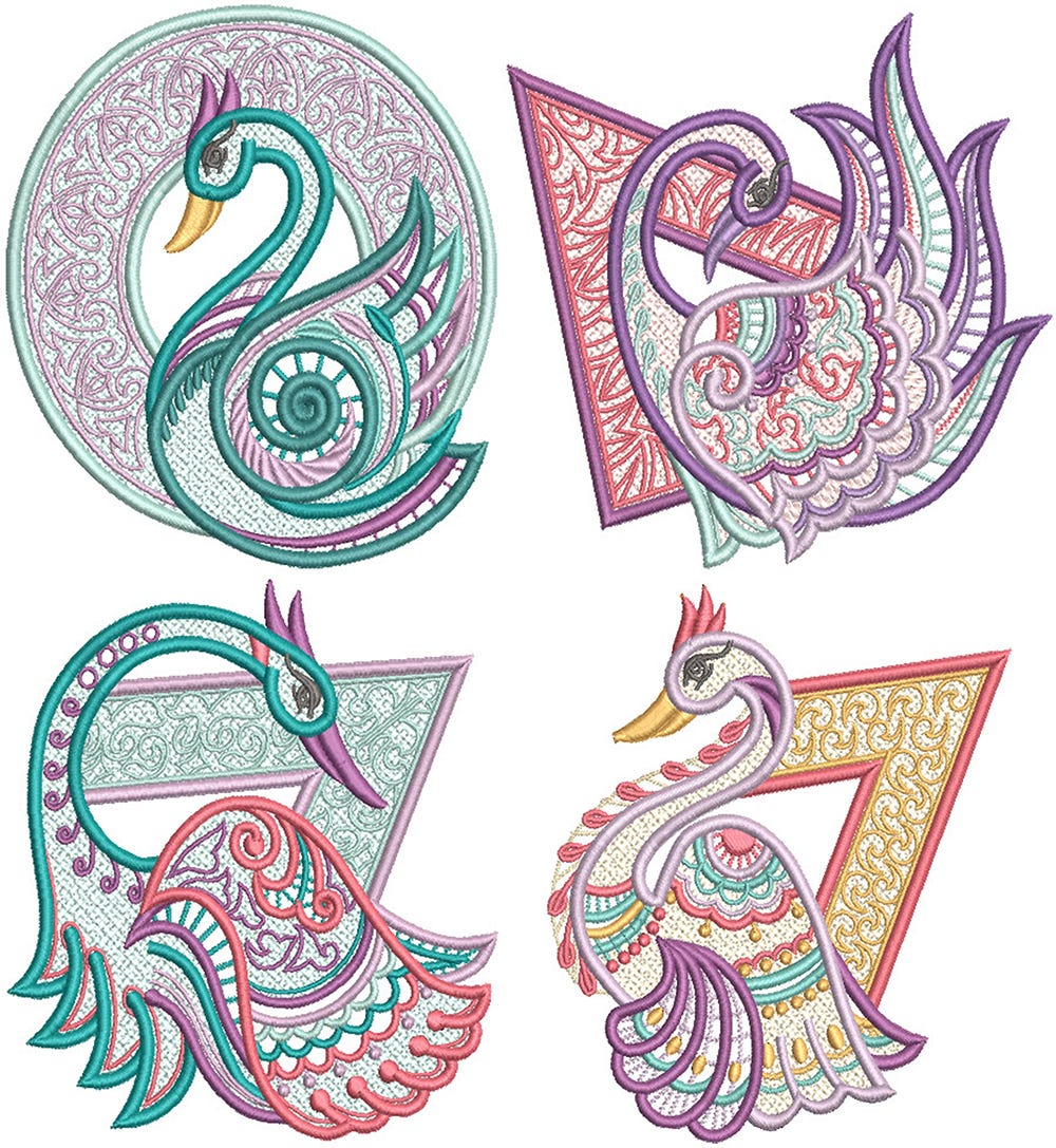 Free Standing Lace Exotic Birds 3 | Machine Embroidery Designs by JuJu
