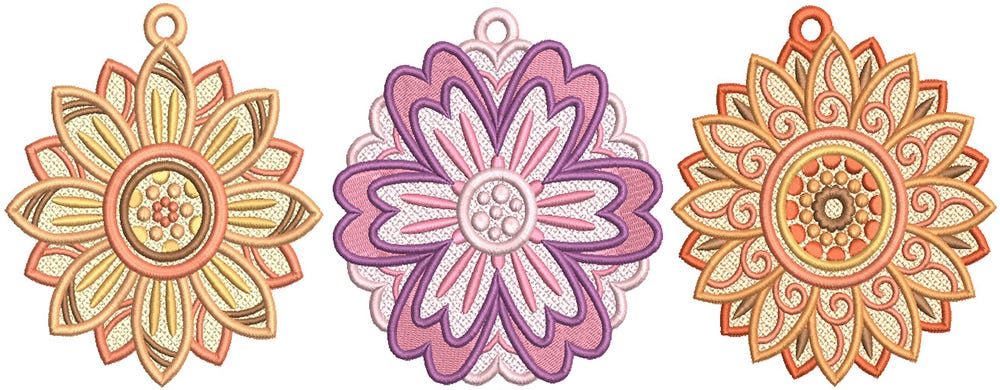 Free Standing Lace Flowers 3 | Machine Embroidery Designs by JuJu