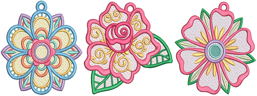 Free Standing Lace Flowers 4 | Machine Embroidery Designs by JuJu