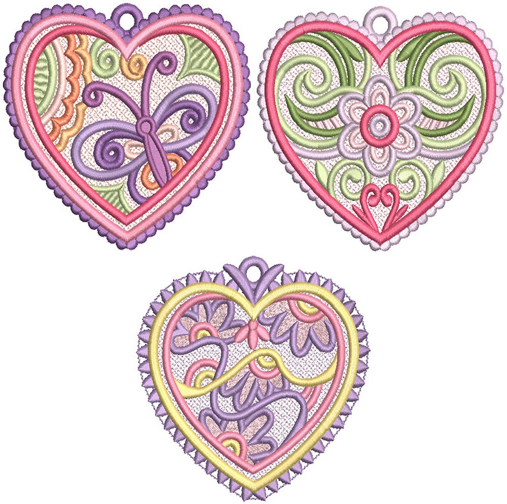 Free Standing Lace Hearts 3 | Machine Embroidery Designs by JuJu