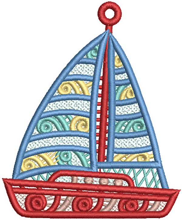 Free Standing Lace Sailboat 1 | Machine Embroidery Designs by JuJu