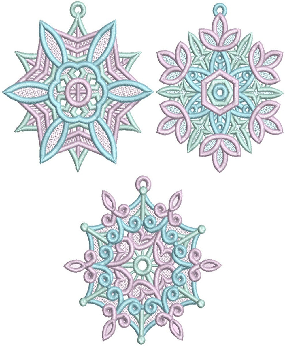 Free Standing Lace Snowflakes 1 | Machine Embroidery Designs by JuJu