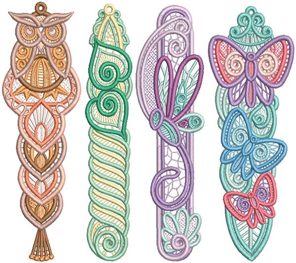 Free Standing Lace Spring Bookmarks | Machine Embroidery Designs by JuJu