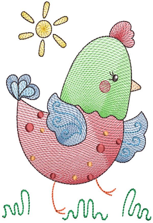 Fun Chickens Vintage Sketch Machine Embroidery Designs by JuJu