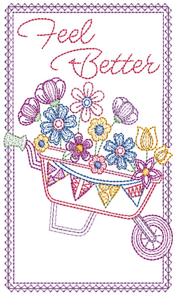 Get Well Soon Greeting Cards 2 Digital Embroidery Designs by JuJu