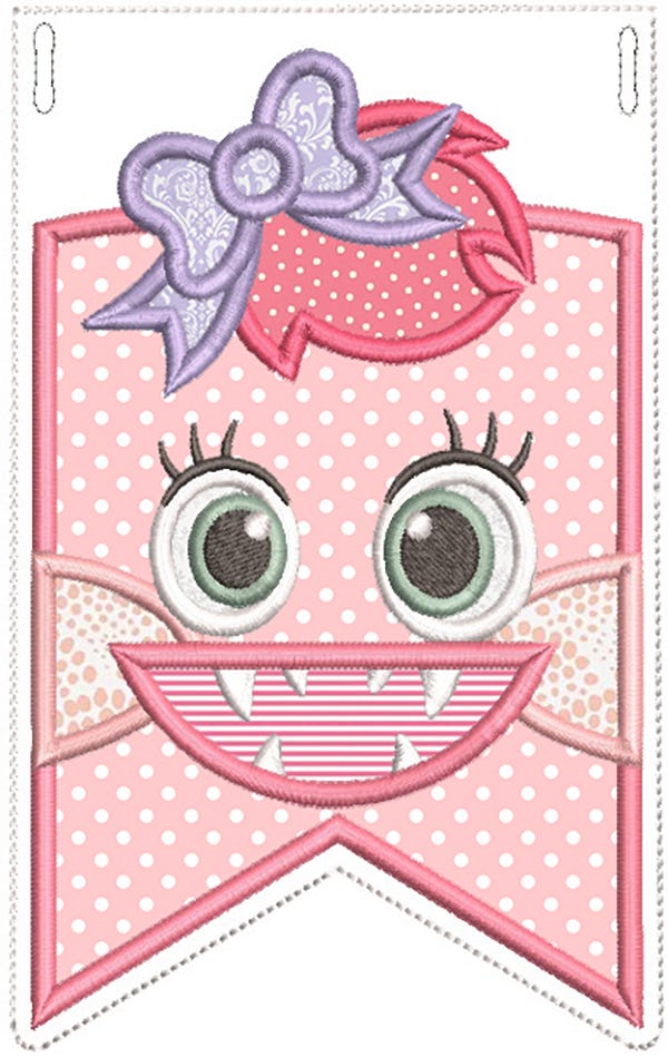 Girl Monster Flags | Machine Embroidery Designs by JuJu