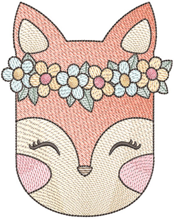 Girl Sketch Woodland Animals Machine Embroidery Designs By JuJu