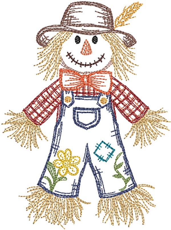                                 Harvest Scarecrow Vintage Sketch | Machine Embroidery Designs by JuJu	
                            