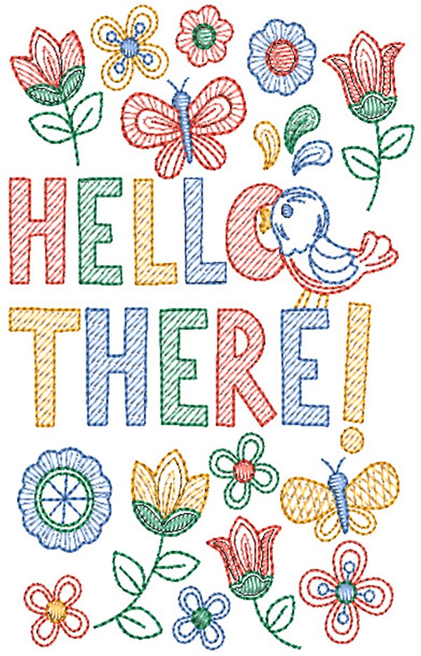 Hello Greeting Cards Digital Embroidery Designs by JuJu 