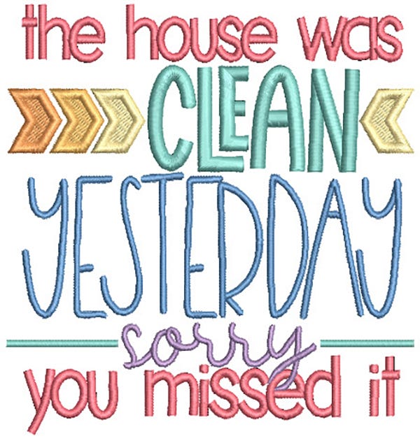 House Cleaning Word Art Machine Embroidery Designs by JuJu