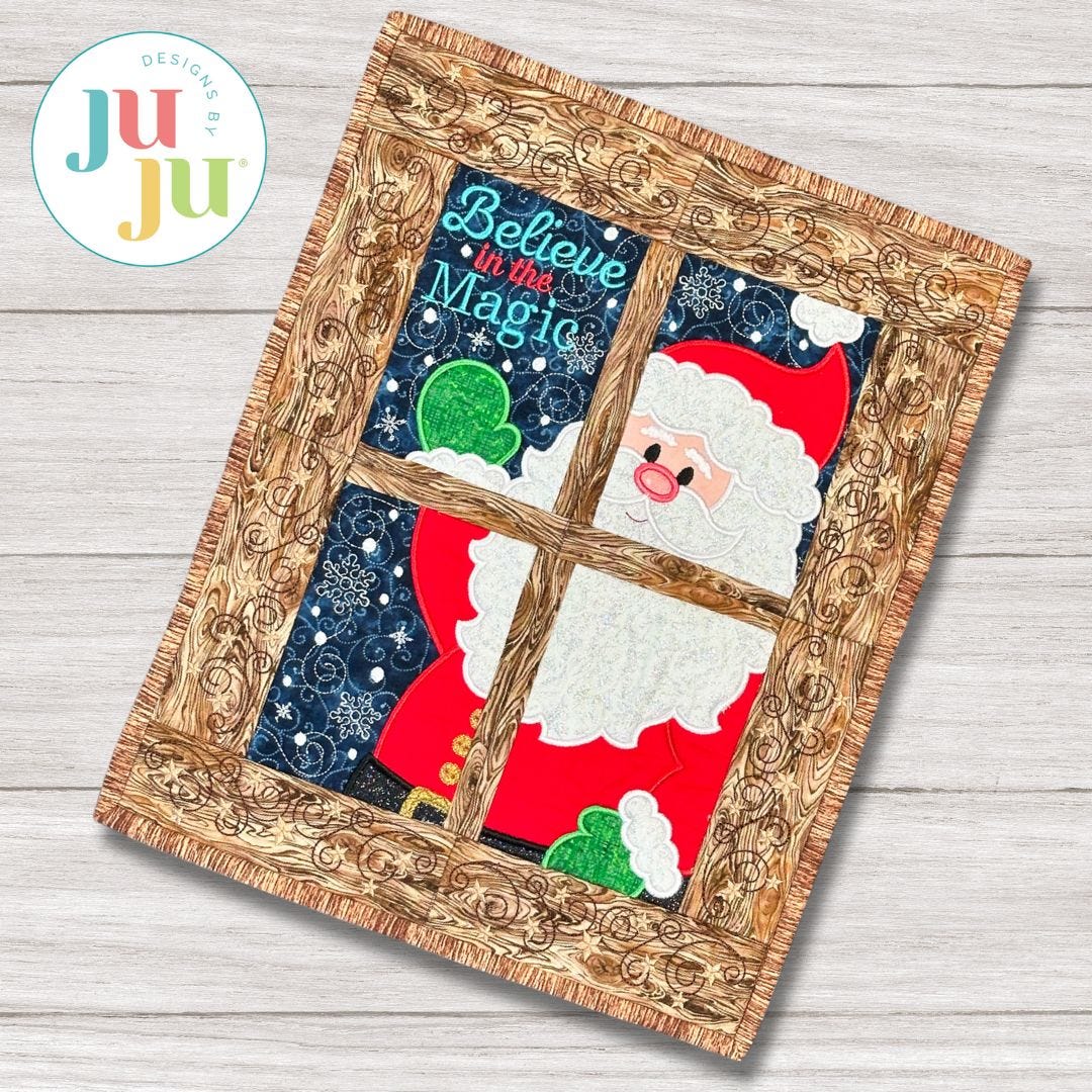 ITH Believe In The Magic Santa Wall Hanging | Machine Embroidery Designs by JuJu