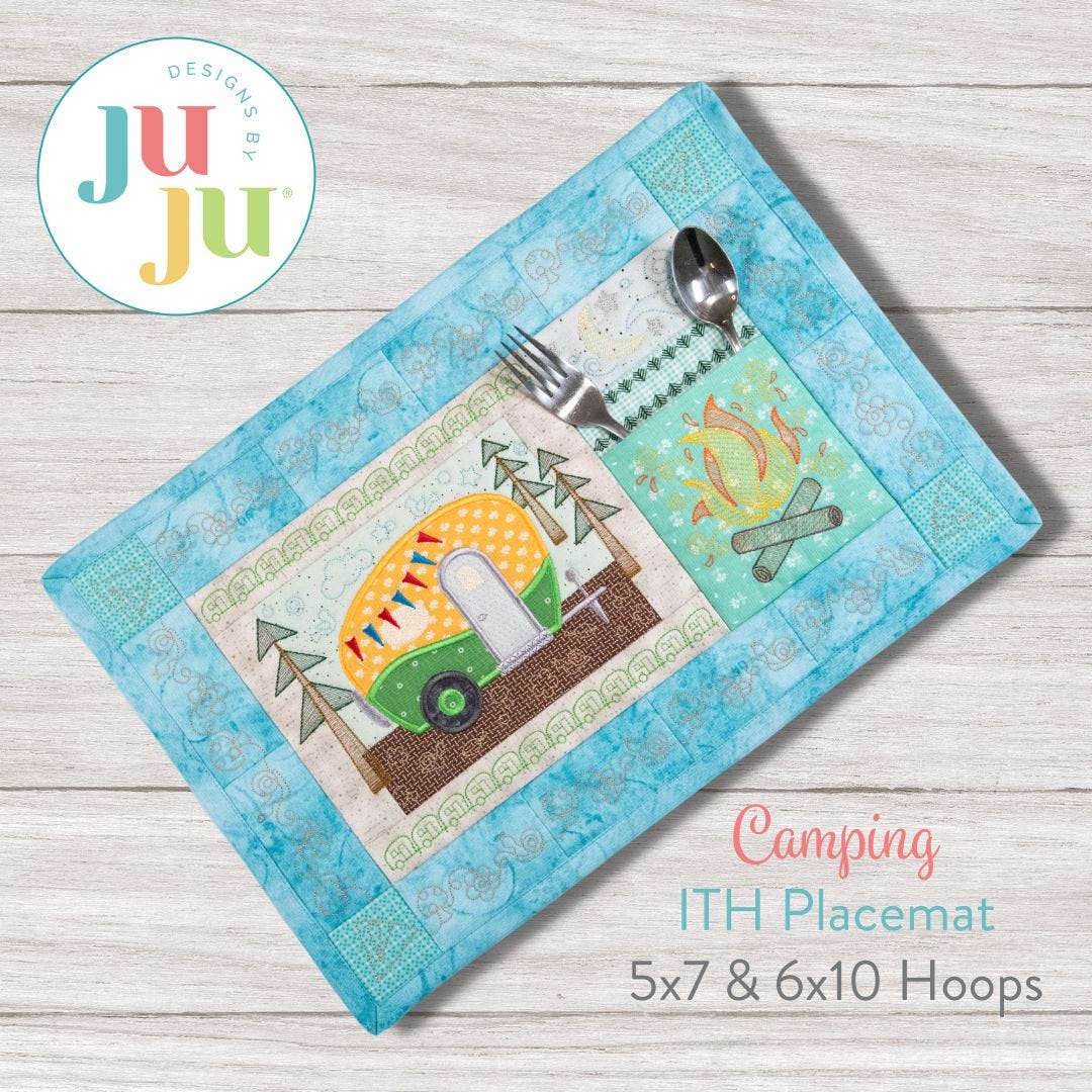ITH Camping Placemat | Machine Embroidery Designs by JuJu