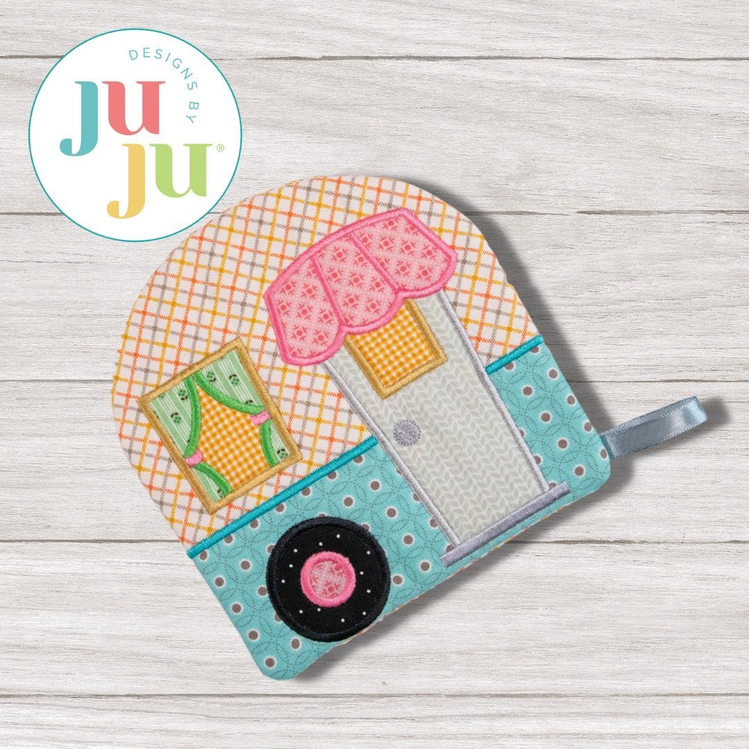 ITH Camping Trailer Pot Holder | Machine Embroidery Designs by JuJu