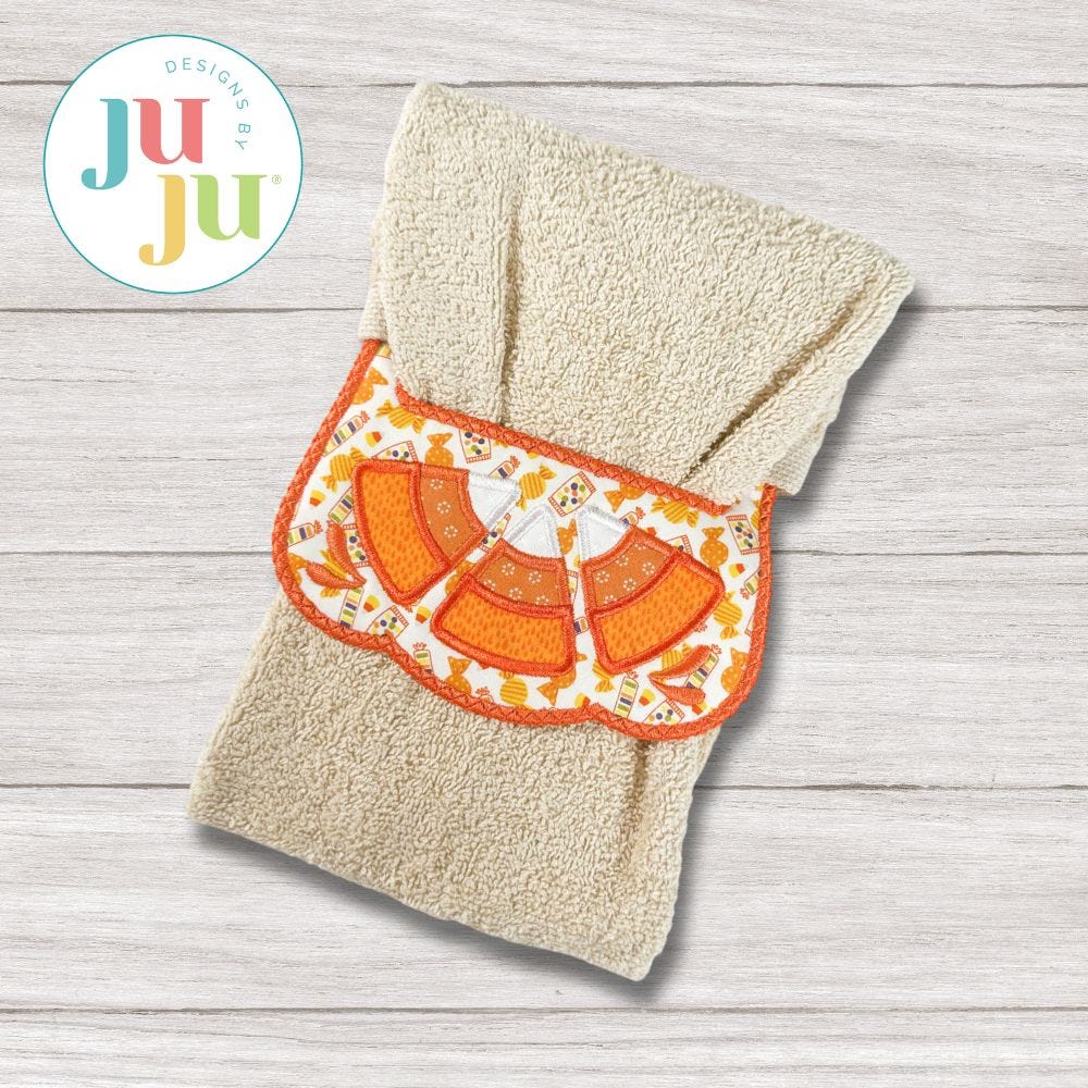 ITH Candy Corn Wrap Around Towel Topper | Machine Embroidery Designs by JuJu