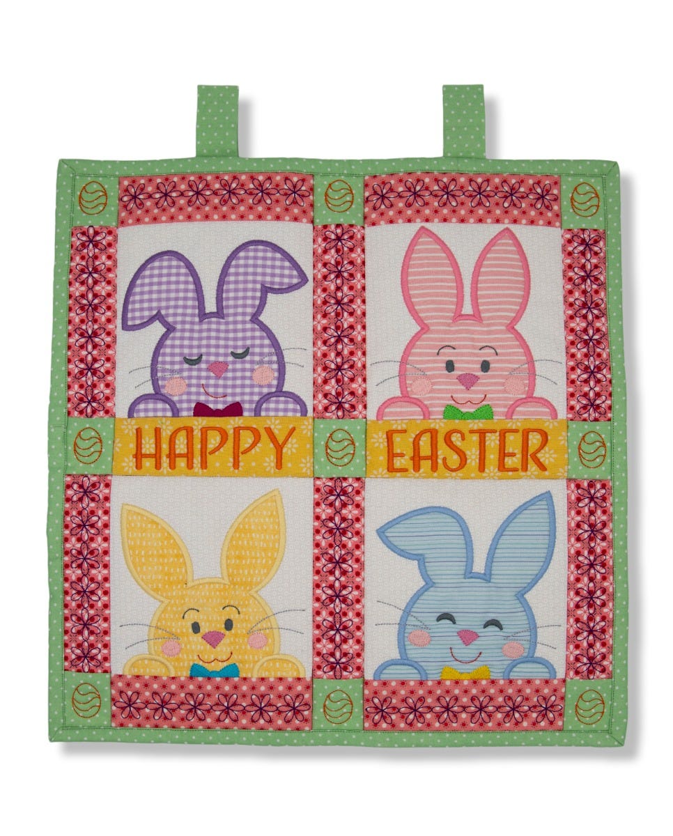 ITH Easter Bunnies Wall Hanging | Machine Embroidery Designs by JuJu
