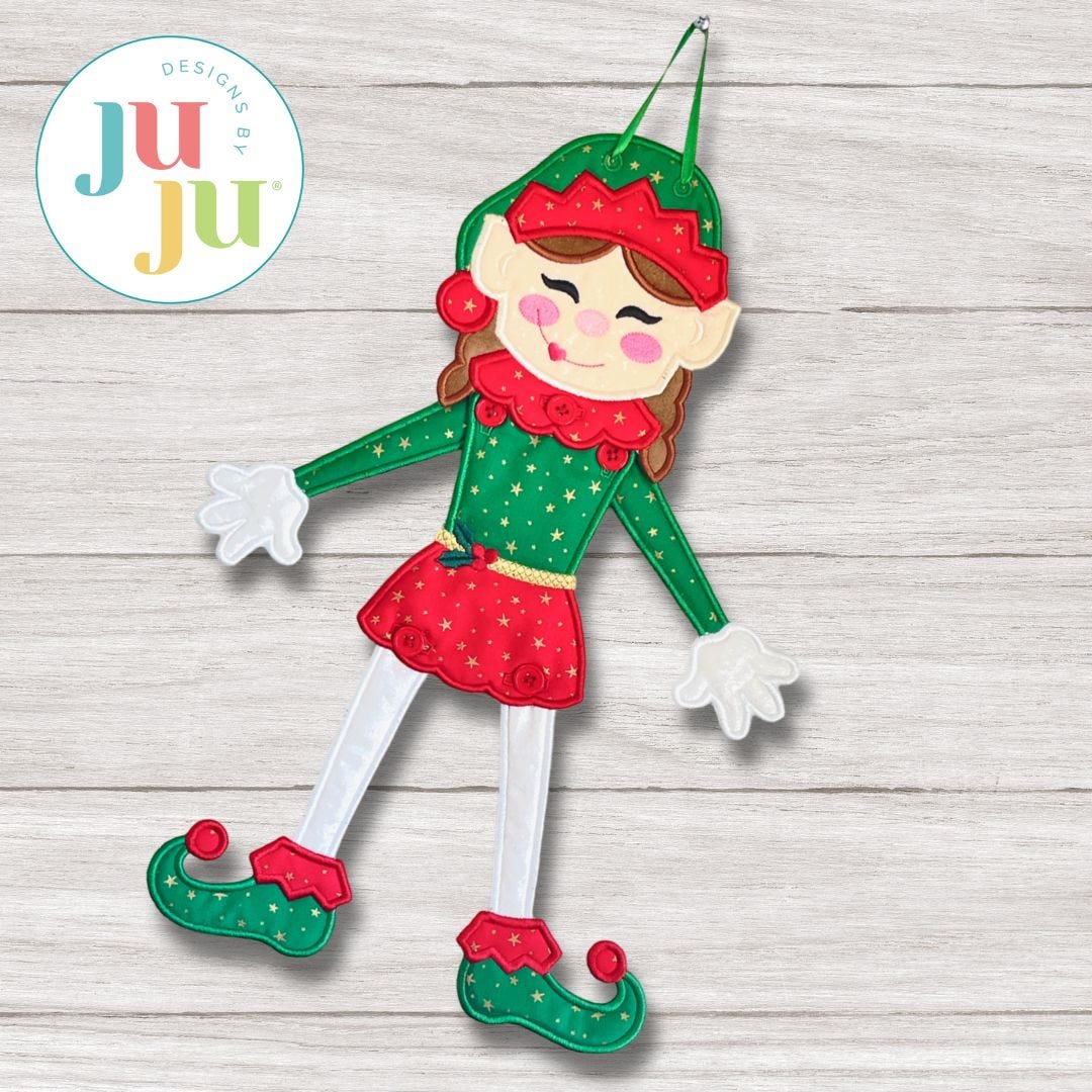 ITH Elf Girl Wall Hanging | Machine Embroidery Designs by JuJu