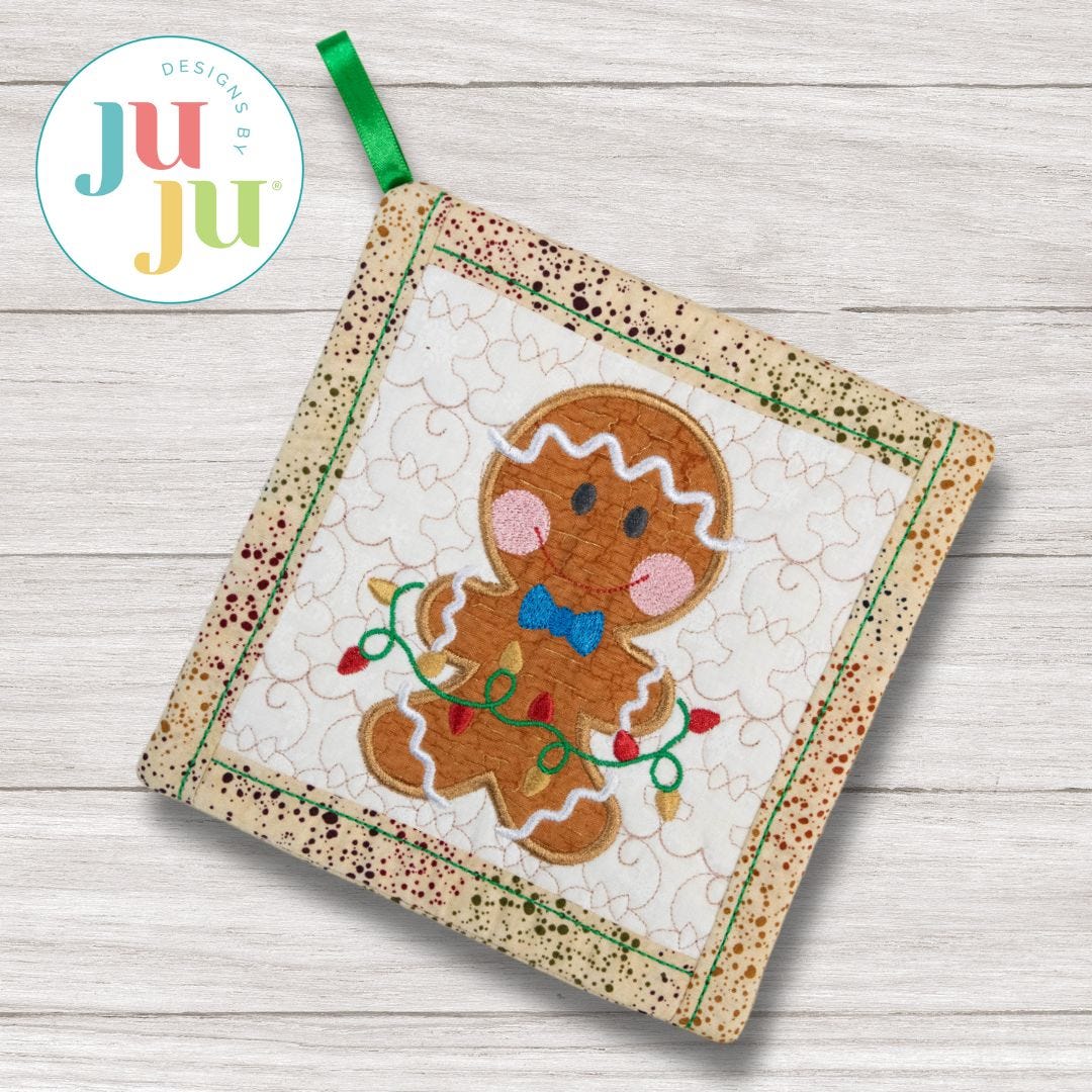 ITH Gingerbread Lights Pot Holder | Machine Embroidery Designs by JuJu