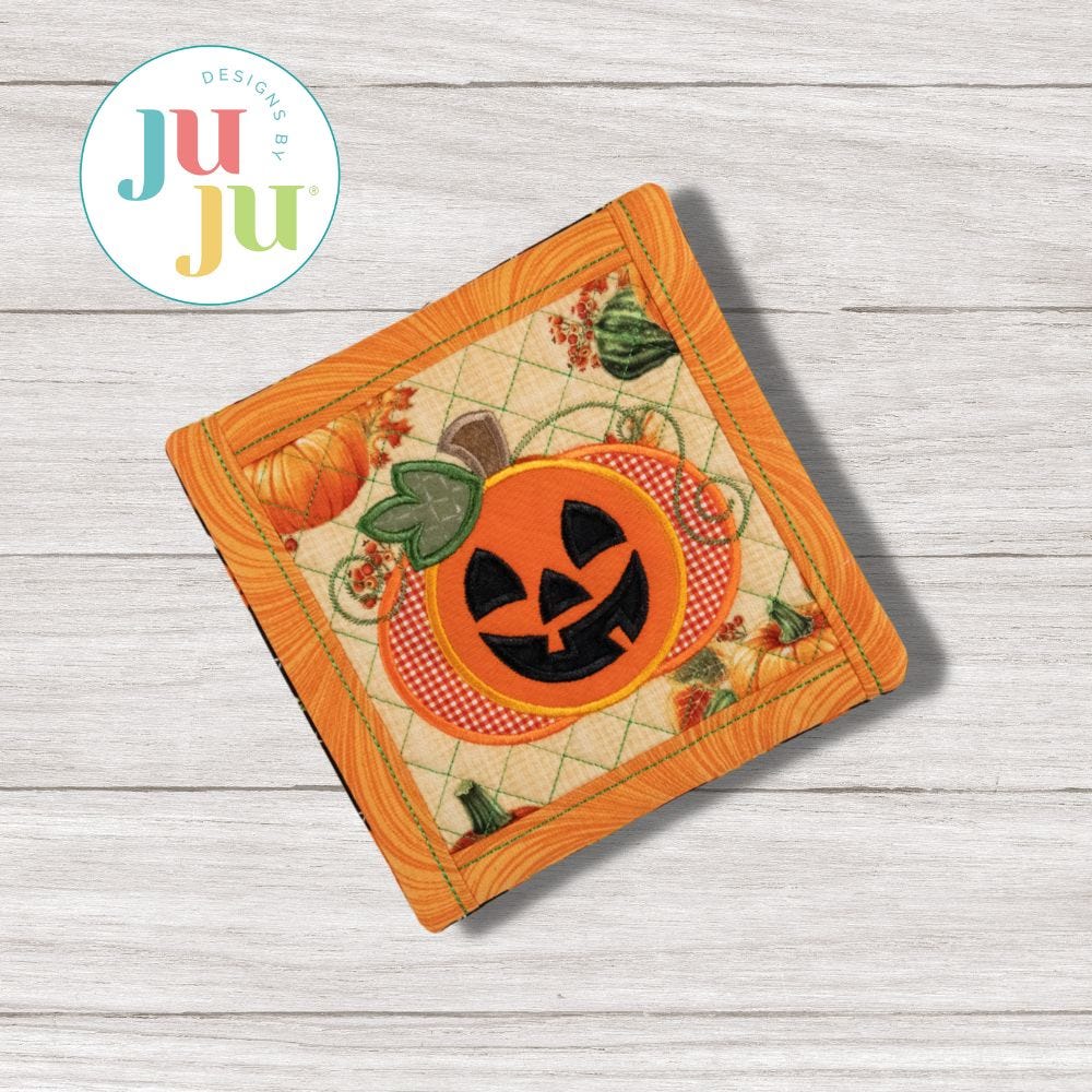 ITH Jack O Lantern Pot Holder | Machine Embroidery Designs by JuJu