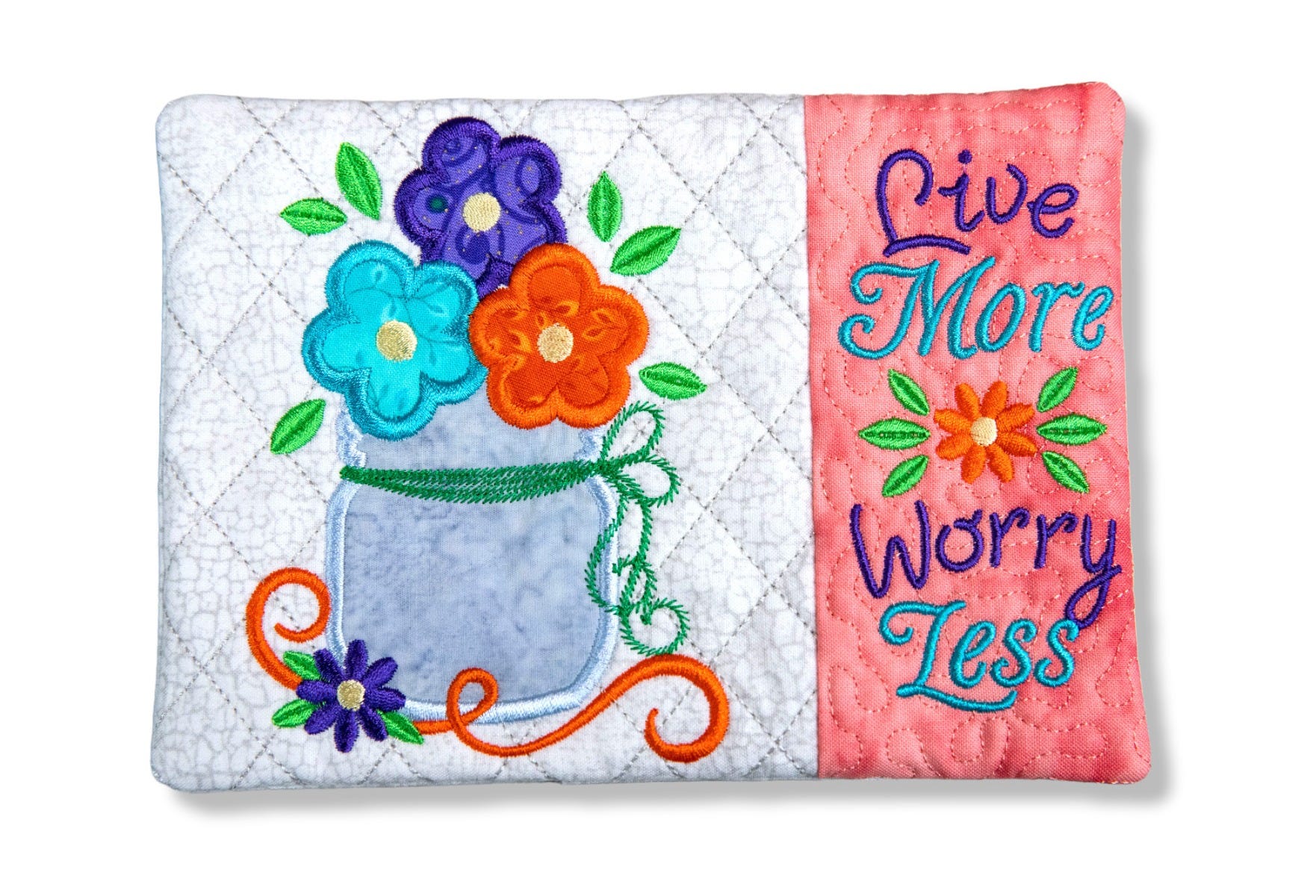 ITH Live More Mug Rug | Machine Embroidery Designs by JuJu