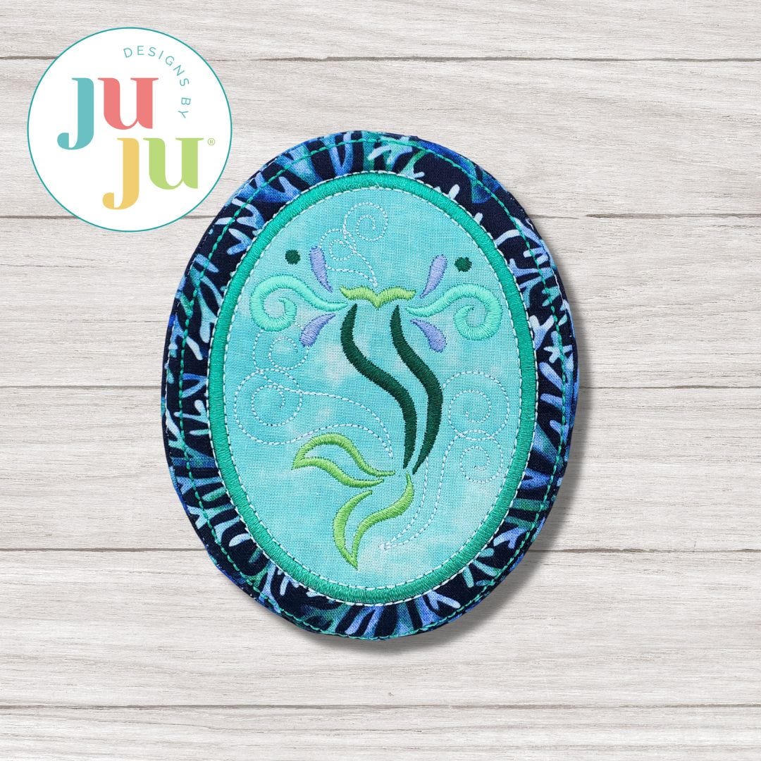 ITH Mermaid Tail Oval Coaster | Machine Embroidery Designs by JuJu
