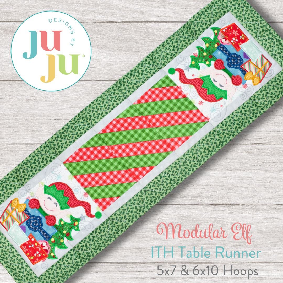 ITH Modular Elf Table Runner | Machine Embroidery Designs by JuJu	