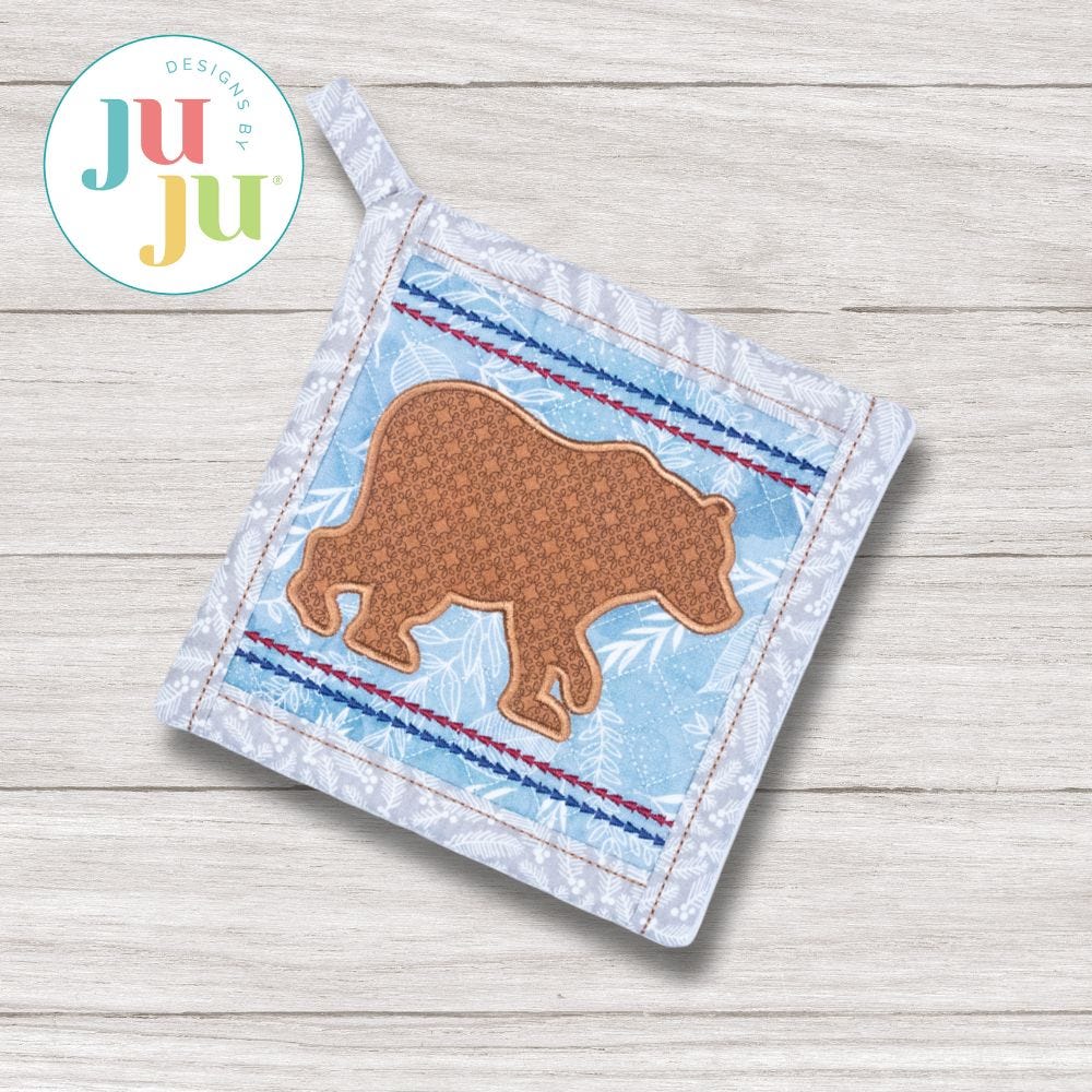 ITH Northwoods Bear Pot Holder | Machine Embroidery Designs by JuJu
