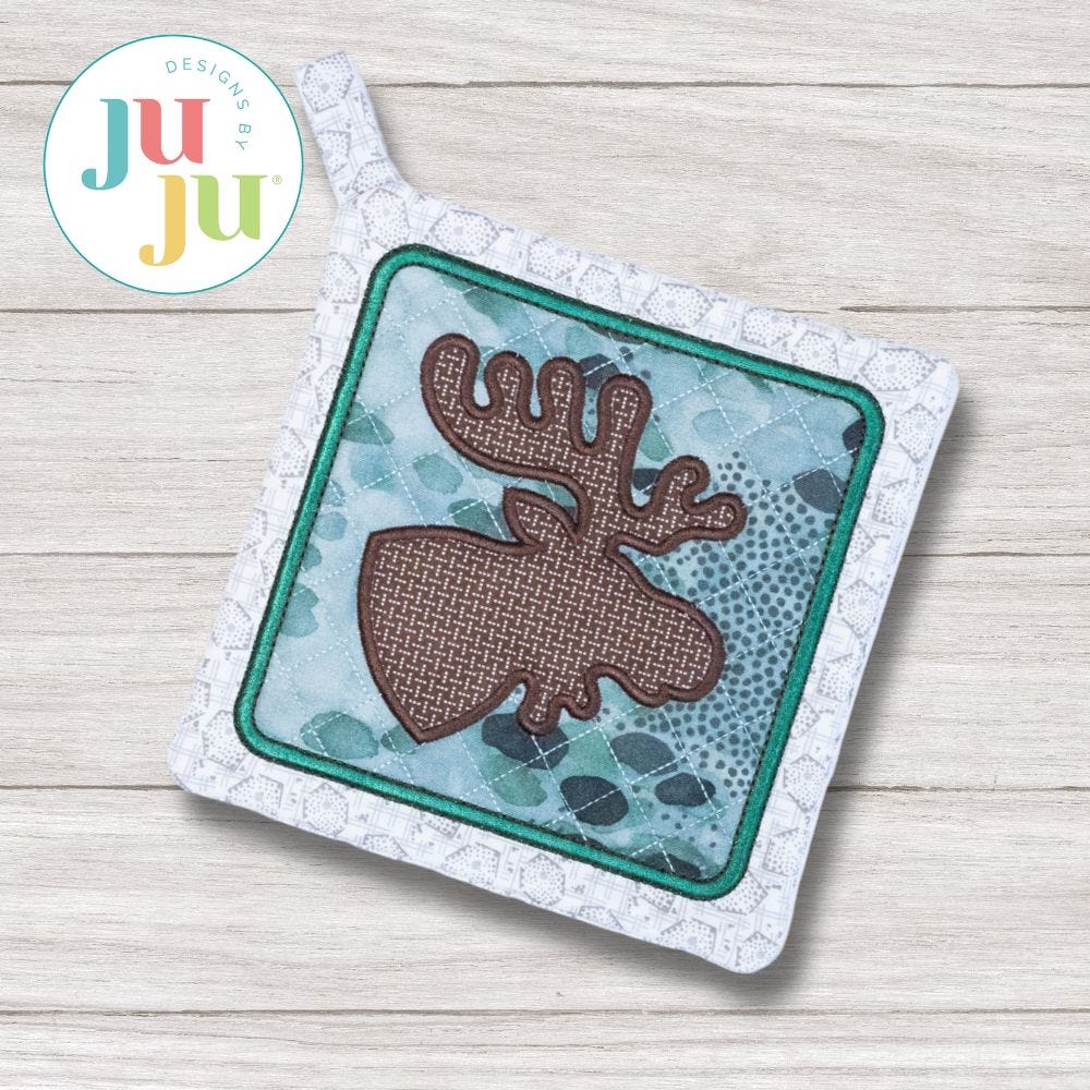 ITH Northwoods Moose Pot Holder | Machine Embroidery Designs by JuJu