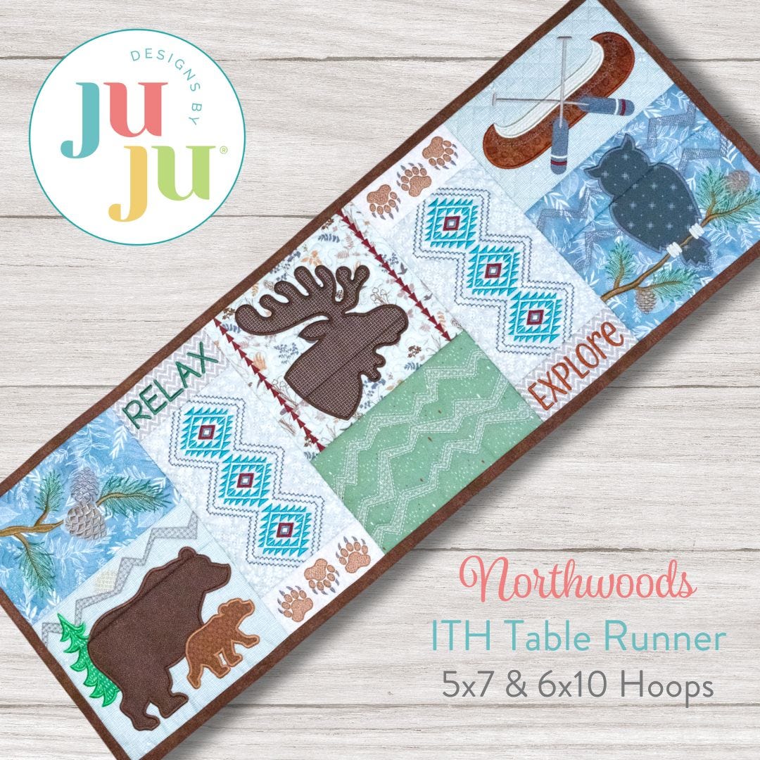 ITH Northwoods Table Runner | Machine Embroidery Designs by JuJu