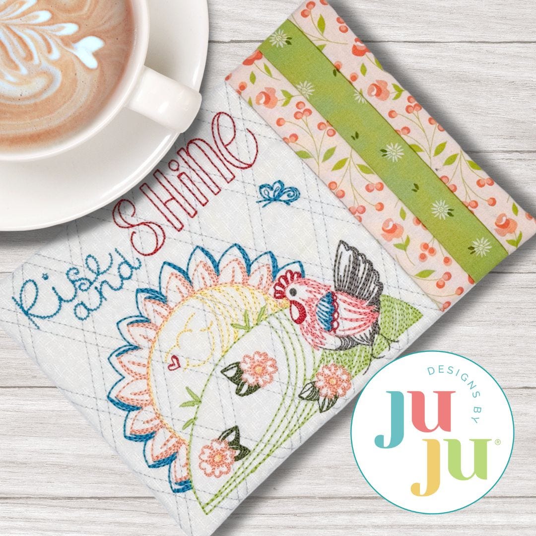 ITH Rise and Shine Mug Rug | Machine Embroidery Designs by JuJu