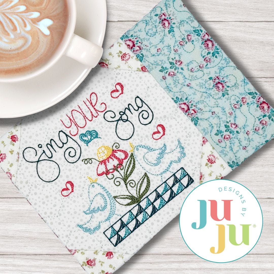 ITH Sing Your Song Mug Rug | Machine Embroidery Designs by JuJu