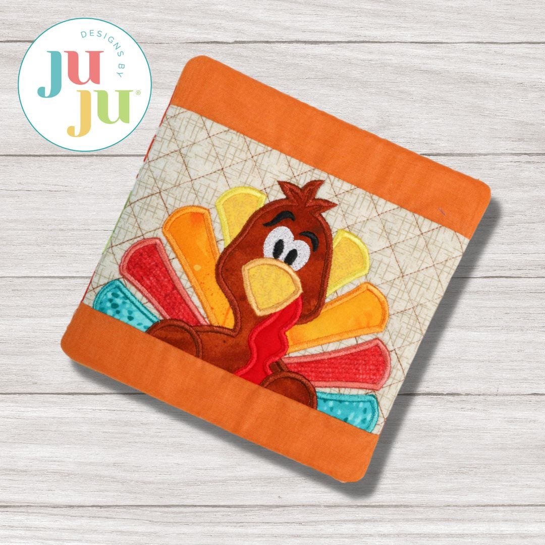 ITH Whimsical Turkey Pot Holder | Machine Embroidery Designs by JuJu