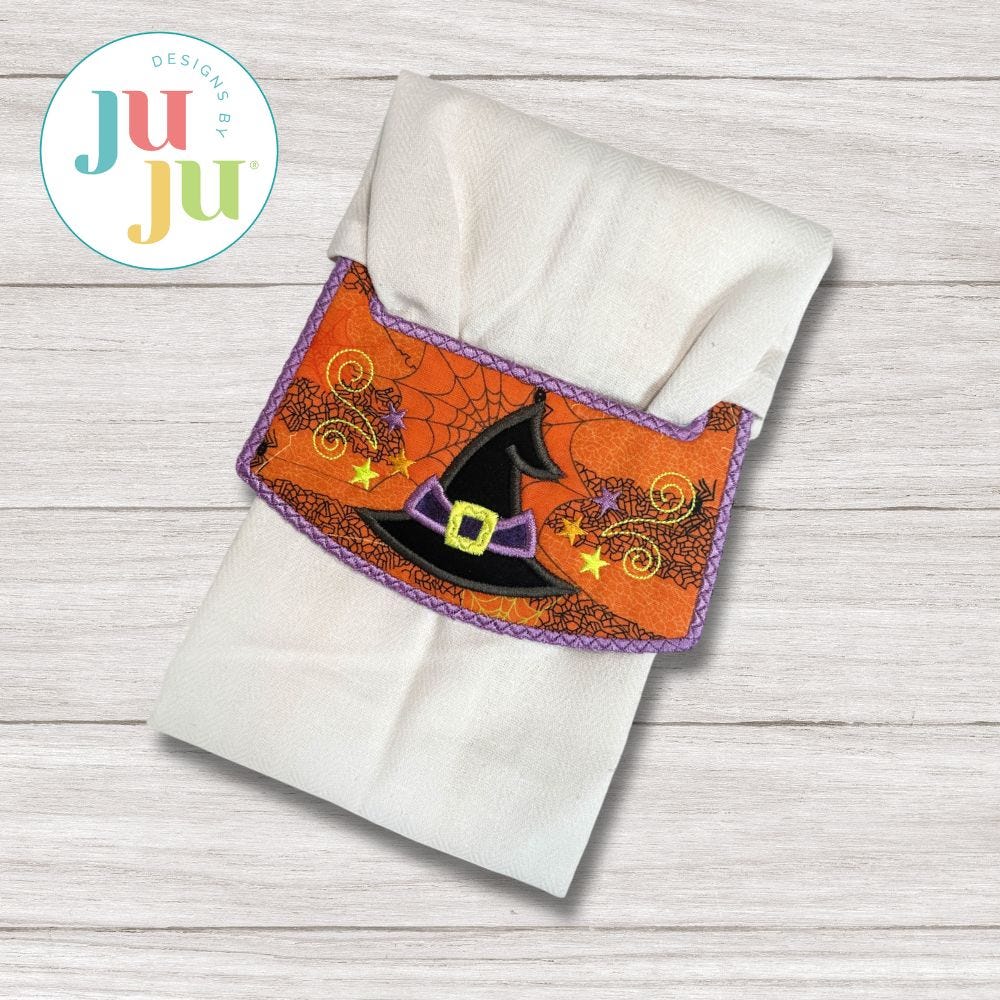 ITH Witch Hat Wrap Around Towel Topper | Machine Embroidery Designs by JuJu