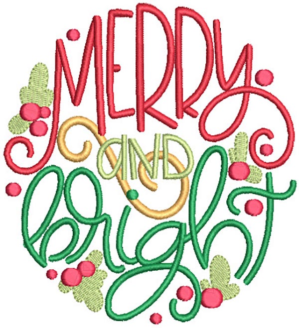 Jolly Christmas Word Art 1 Digital Embroidery Designs by JuJu