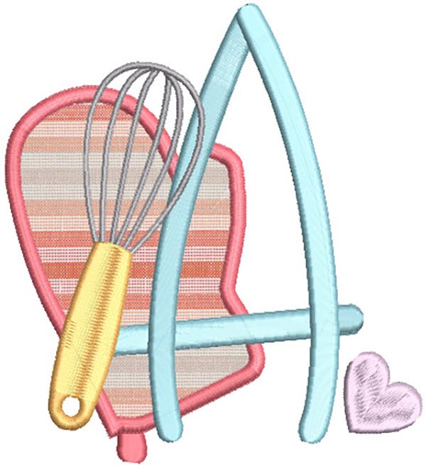 Kitchen Tools Alphabet Digital Embroidery Machine Designs by JuJu