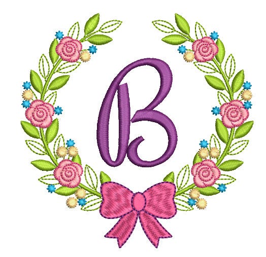 Laurel Wreath Monogram Machine Embroidery Designs by JuJu