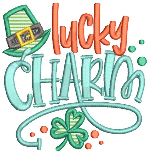 Lucky Charm Word Art Machine Embroidery Designs by JuJu