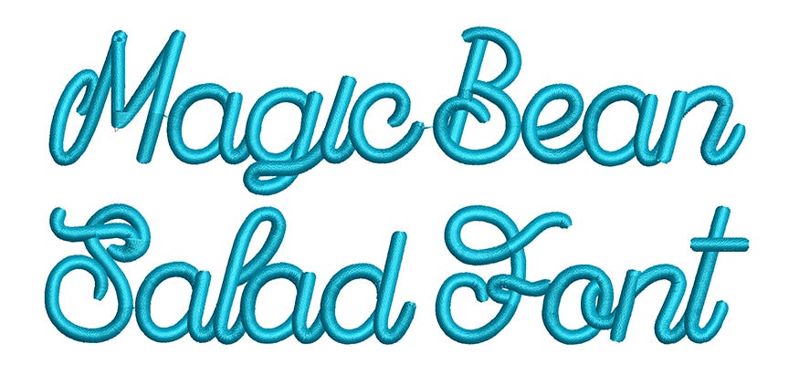 Magic Bean Salad Font Digital Embroidery Machine Designs by JuJu
