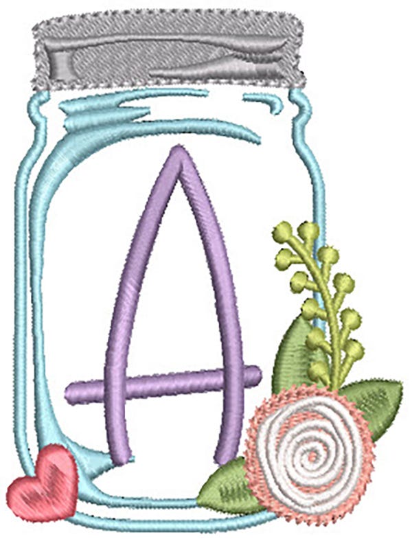 Mason Jar Alphabet | Machine Embroidery Designs by JuJu