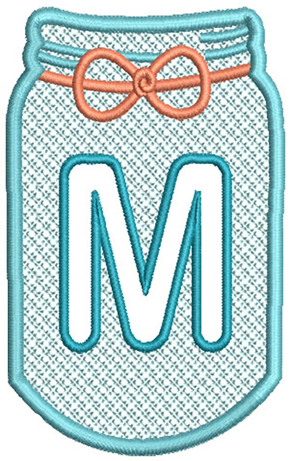 Mason Jar Embossed Alphabet | Machine Embroidery Designs by JuJu